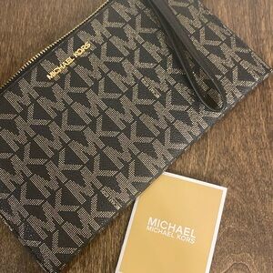 Michael Kors Black and Gold Wristlet